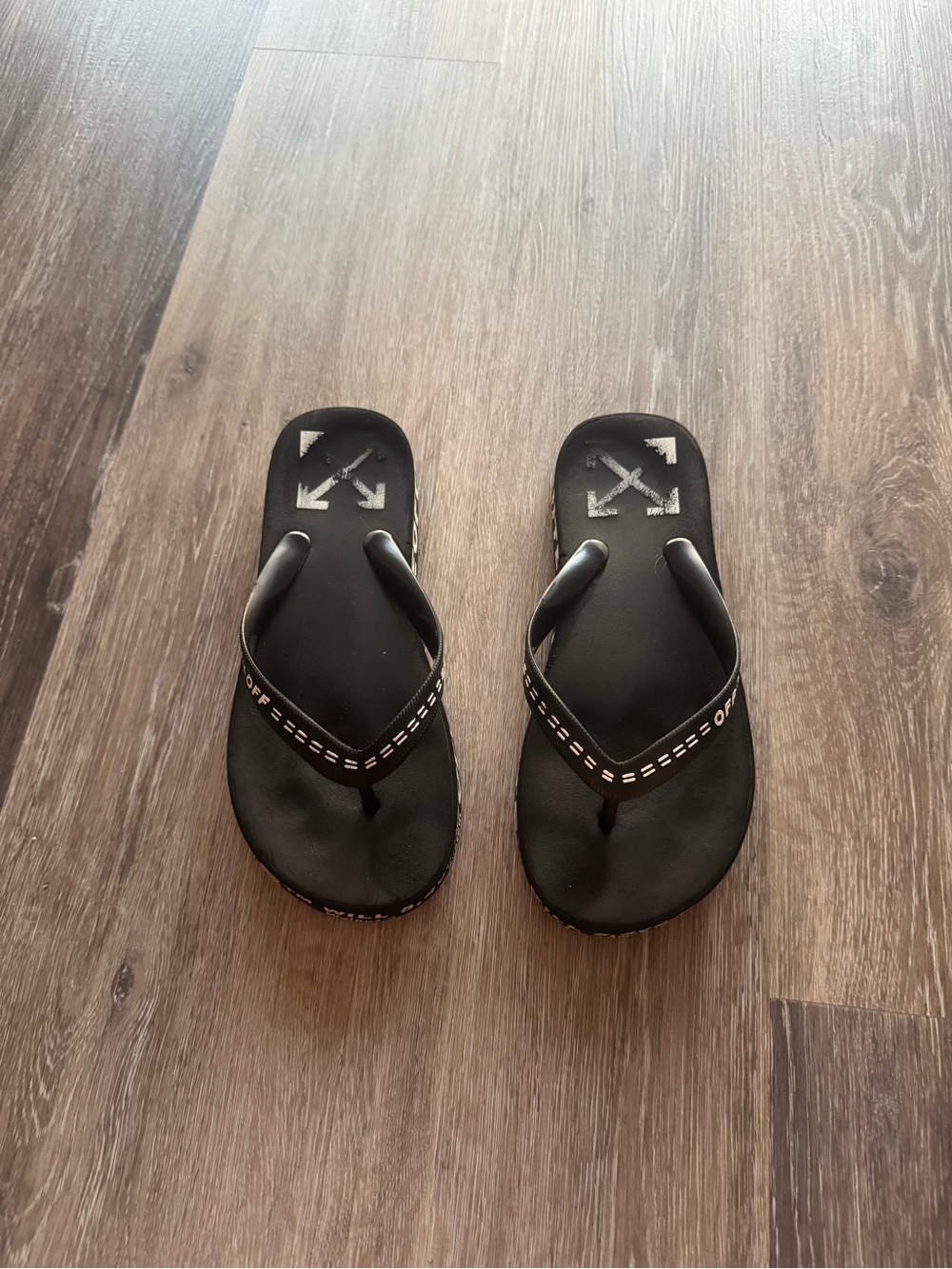 Off-White Black Logo Flip Flop Sandals